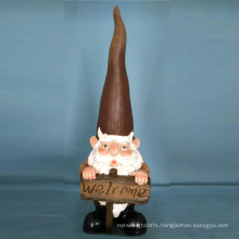 Peaked Cap Dwarf with Welcome Garden Gnome Statue Decoration